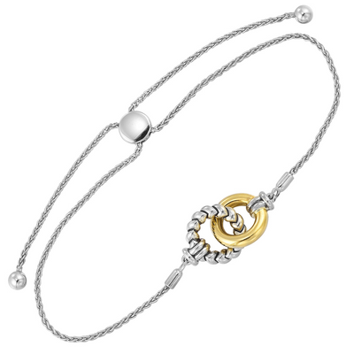 SS/14Y INTERLOCKING CIRCLES BOLO BRACELET