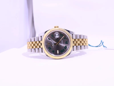 ROLEX PRE-OWNED 41MM DATEJUST SS CASE 18YG FLUTED BEZEL
