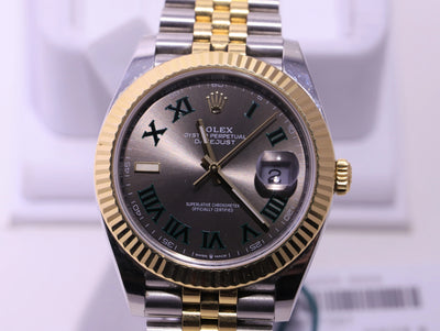 ROLEX PRE-OWNED 41MM DATEJUST SS CASE 18YG FLUTED BEZEL
