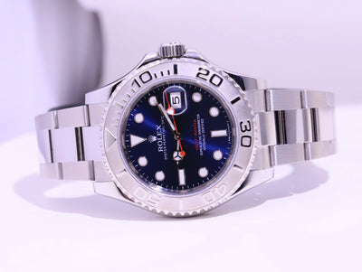 ROLEX PRE-OWNED 40MM YACHTMASTER BLUE DIAL RED HAND
