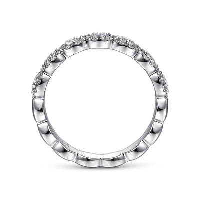14K White Gold Round Diamond Halo Anniversary Band