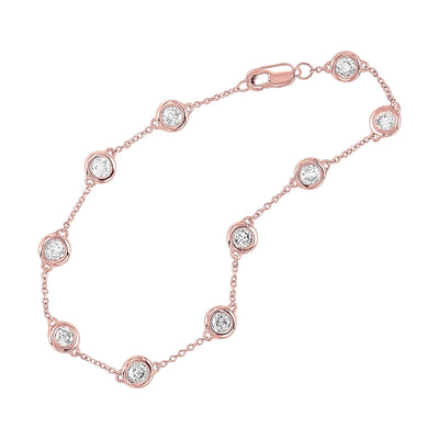 14Kt Rose Gold Diamond 1Ctw Bracelet
