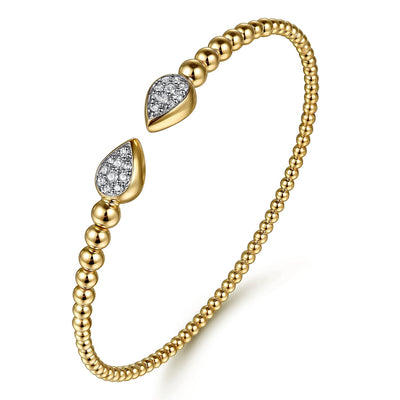 14K Yellow Gold Bujukan Pave Diamond Split Bangle Bracelet