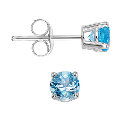 14Kt White Gold Blue Topaz 1Ctw Earring