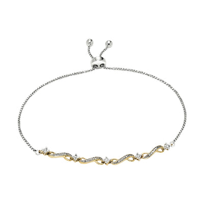 Silver White Yellow Diamond 1/8Ctw Bracelet