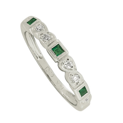 10W 3=1/5TW SQ STEP CUT EMERALDS & 6=1/10TW RBC STACKABLE 1.6GR