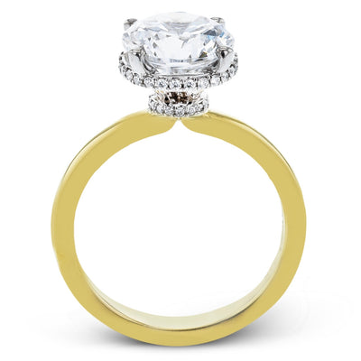 Round-cut Hidden Halo Engagement Ring In 18k Gold With Diamonds