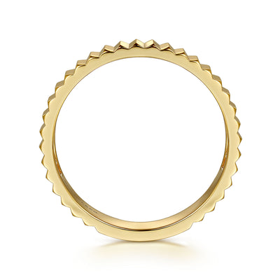 14K Yellow Plain Gold Diamond Cut Stackable Ring
