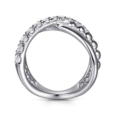 925 Sterling Silver Bujukan and White Sapphire Cris Cross Ladies Ring