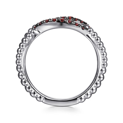 925 Sterling Silver Garnet Bujukan Link Ladies Ring