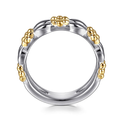 14K Yellow Gold & 925 Sterling Silver Bujukan Easy Stackable Ring