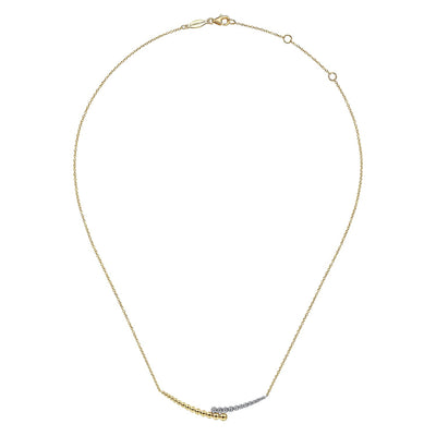14K Yellow-White Gold Bujukan Diamond Bar Necklace