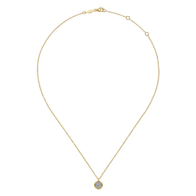 14K Yellow Gold Diamond Halo Pendant Necklace