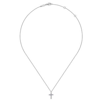 925 Sterling Silver Diamond Cross Pendant Necklace