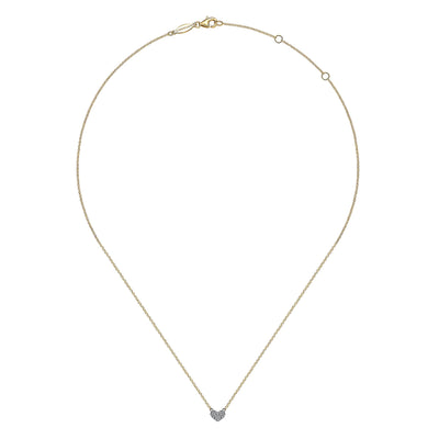 14K White and Yellow Gold Diamond Heart Pendant Necklace