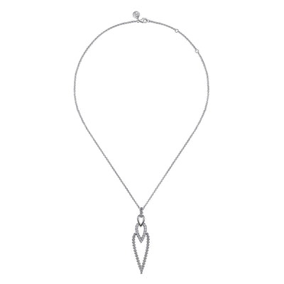 925 Sterling Silver Bujukan Beads and White Sapphire Pendant Drop Necklace