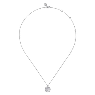 925 Sterling Silver Diamond Bujukan Moon Medallion Pendant Necklace