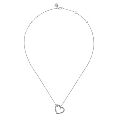 925 Sterling Silver Bujukan Heart Diamond Pendant Necklace