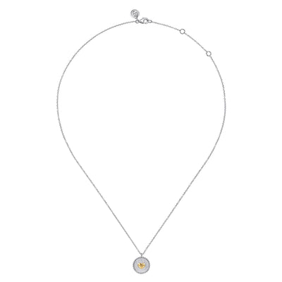 14K Yellow Gold & 925 Sterling Silver Bujukan Heart Medallion Pendant Necklace