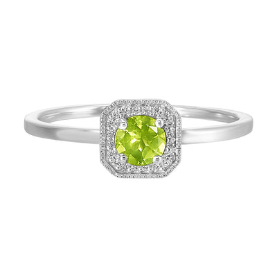 10Kt White Gold Diamond 1/12Ctw & Peridot 1/2Ctw Ring