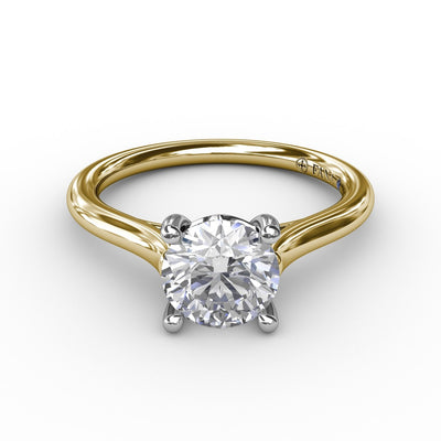 Fana 14k Yellow Gold Classic Round Diamond Solitaire Engagement Ring With Cathedral Setting