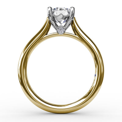 farn golden brilliant Fana 14k Yellow Gold Classic Round Diamond Solitaire Engagement Ring With Cathedral Setting