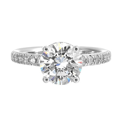 14Kt White Semi Mount 3/8Ctw For 2Ctw Round Center