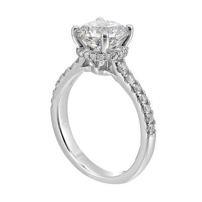 14Kt White Semi Mount 3/8Ctw For 2Ctw Round Center