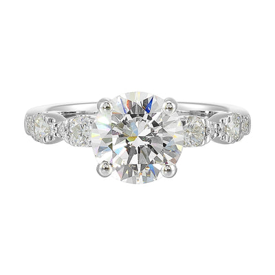 14Kt White Semi Mount 1/2Ctw For 2Ctw Round Center