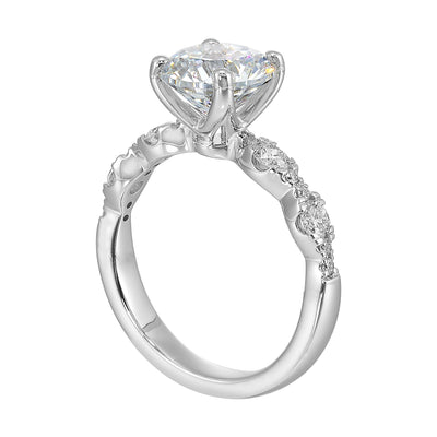 14Kt White Semi Mount 1/2Ctw For 2Ctw Round Center