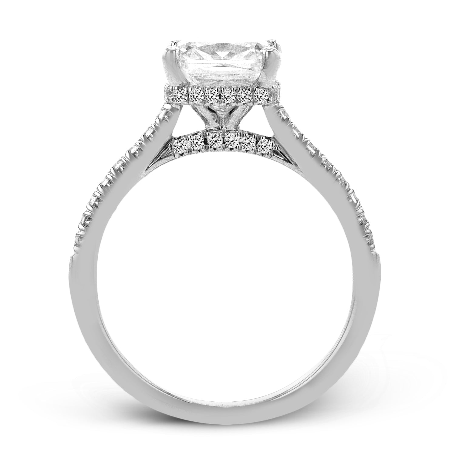 Cushion - Cut Hidden Halo Engagement Ring In 18k Gold With Diamonds - Simon G. Jewelry