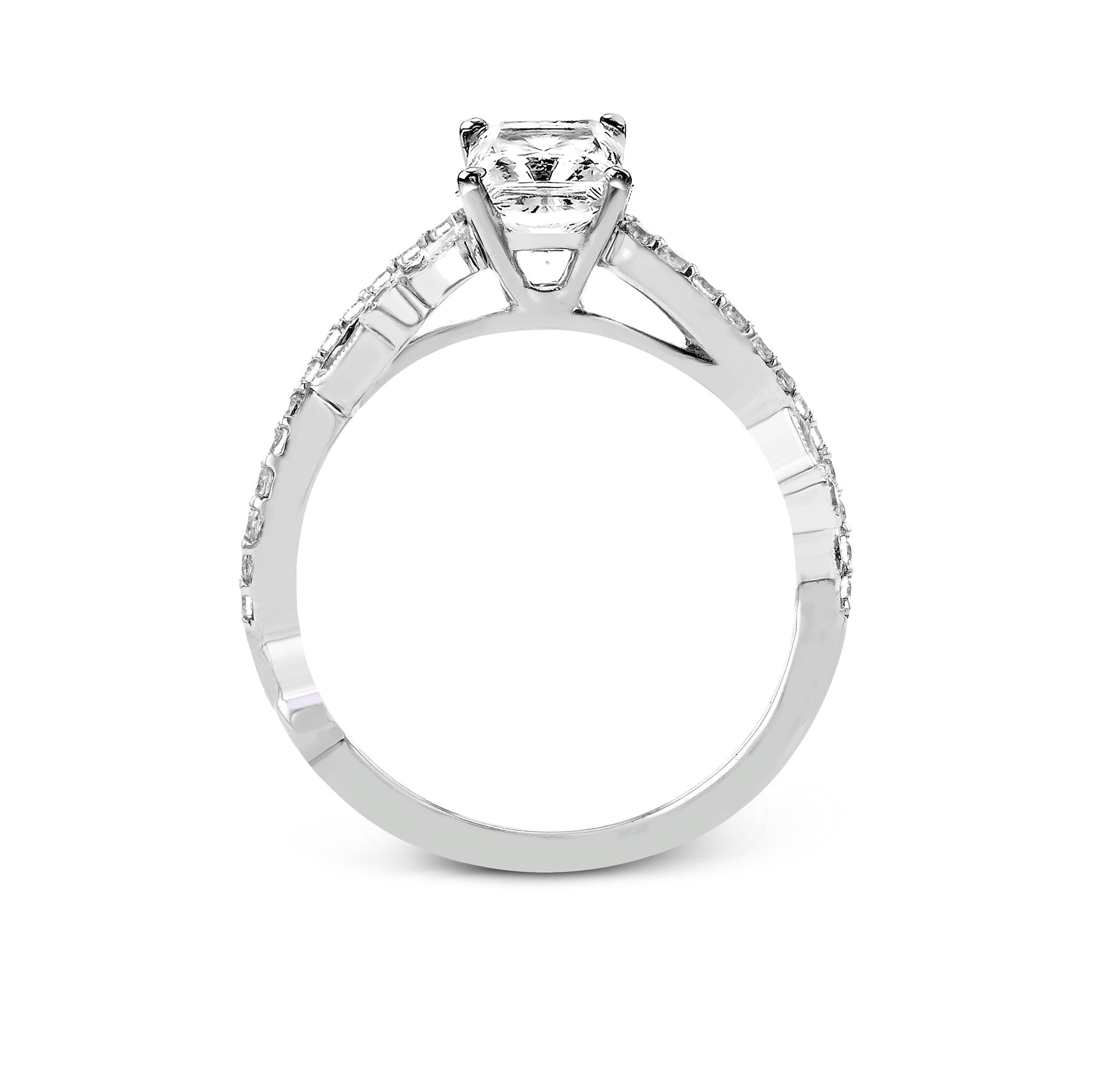 Emerald - Cut Criss - Cross Engagement Ring In 18k Gold With Diamonds - Simon G. Jewelry