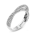 Emerald - cut Criss - cross Engagement Ring & Matching Wedding Band in 18k Gold with Diamonds - Simon G. Jewelry