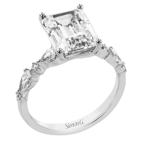 Emerald - cut Engagement Ring in 18k Gold with Diamonds - Simon G. Jewelry