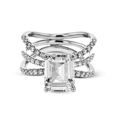 Emerald - cut Engagement Ring & Matching Wedding Band in 18k Gold with Diamonds - Simon G. Jewelry
