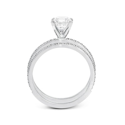Emerald - cut Engagement Ring & Matching Wedding Band in 18k Gold with Diamonds - Simon G. Jewelry