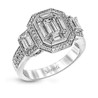 Emerald - cut Halo Engagement Ring in 18k Gold with Diamonds - Simon G. Jewelry