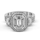 Emerald - cut Halo Engagement Ring in 18k Gold with Diamonds - Simon G. Jewelry