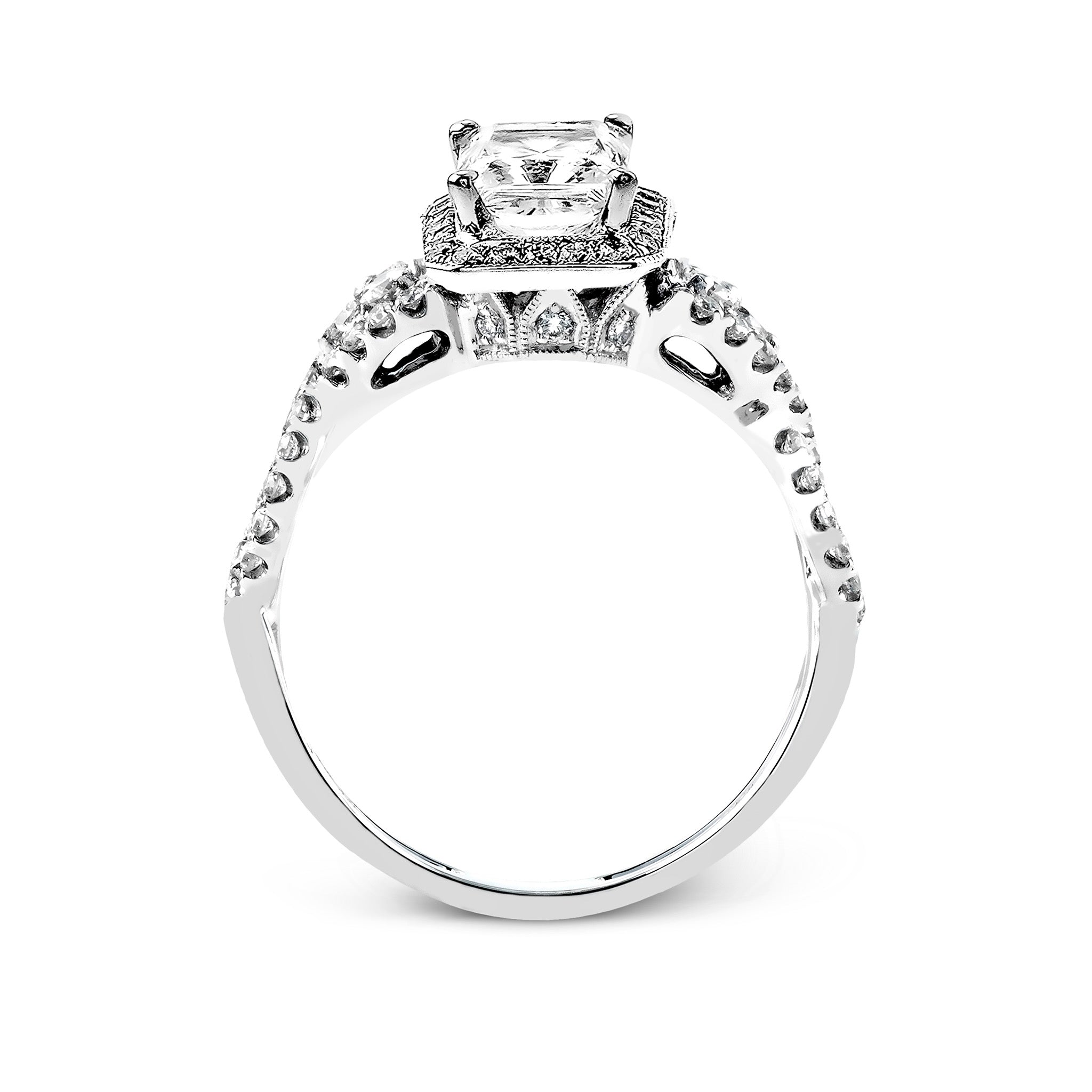 Emerald - Cut Halo Engagement Ring In 18k Gold With Diamonds - Simon G. Jewelry