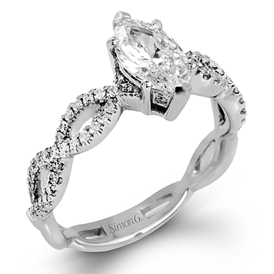 Marquise - cut Criss - cross Engagement Ring & Matching Wedding Band in 18k Gold with Diamonds - Simon G. Jewelry