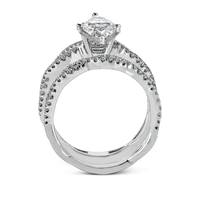 Marquise - cut Criss - cross Engagement Ring & Matching Wedding Band in 18k Gold with Diamonds - Simon G. Jewelry