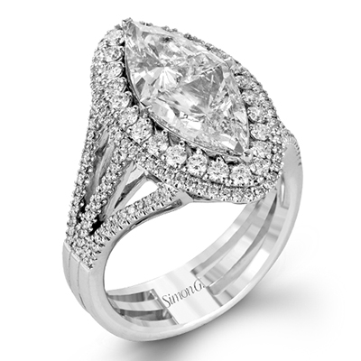 Marquise - Cut Double - Halo Engagement Ring In 18k Gold With Diamonds - Simon G. Jewelry