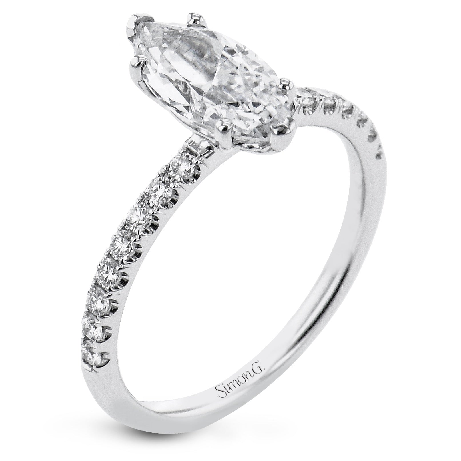 Marquise - cut Engagement Ring & Matching Wedding Band in 18k Gold with Diamonds - Simon G. Jewelry