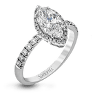 Marquise - cut Halo Engagement Ring & Matching Wedding Band in 18k Gold with Diamonds - Simon G. Jewelry