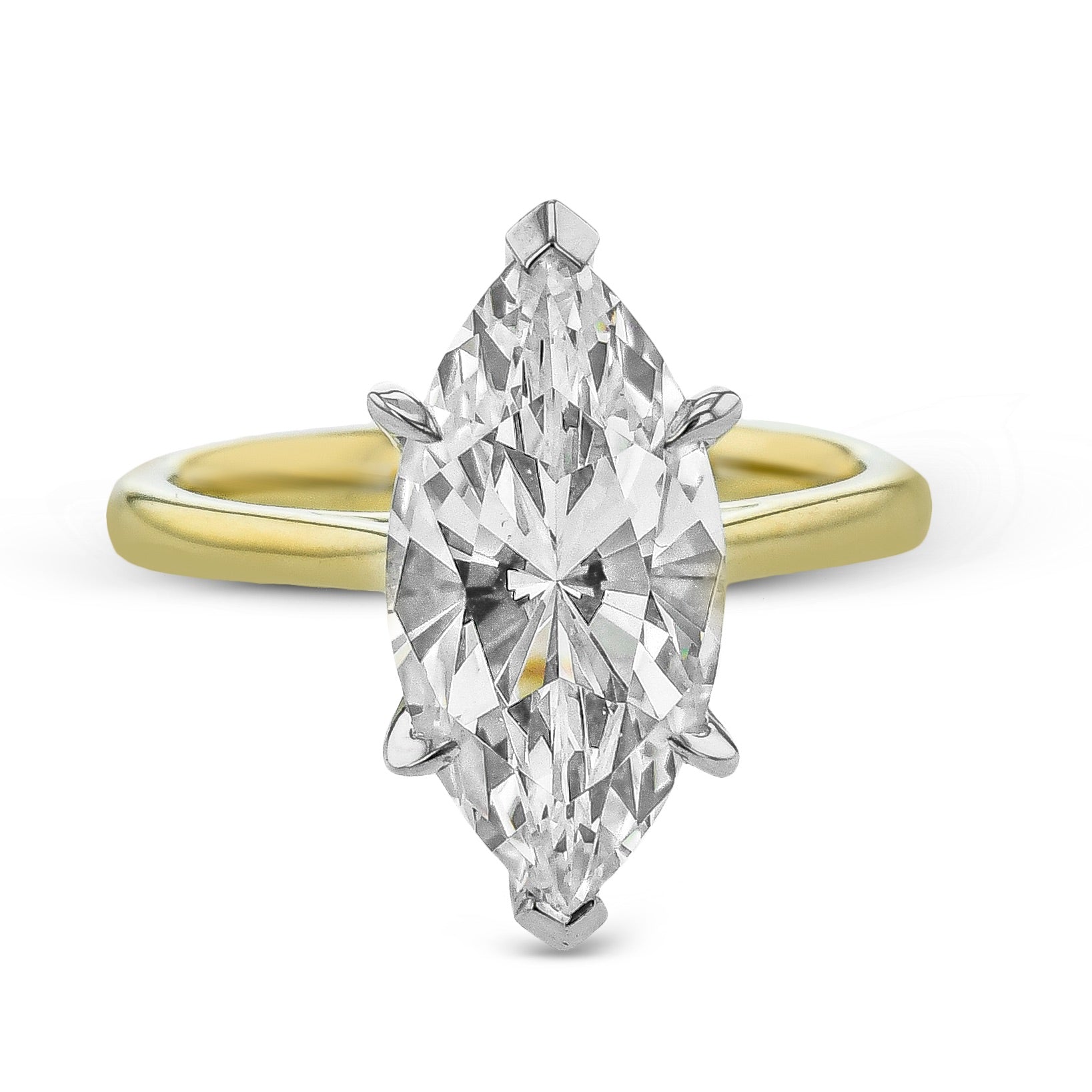 Marquise - cut Hidden Halo Engagement Ring in 18k Gold with Diamonds - Simon G. Jewelry