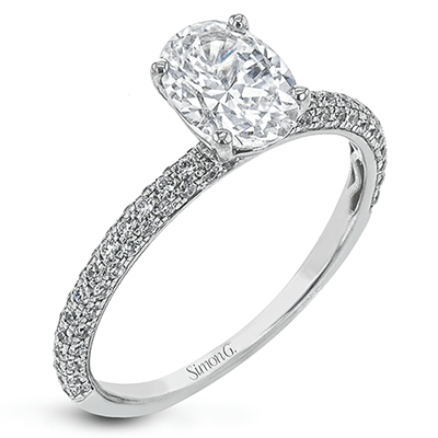 Oval - cut Criss - cross Engagement Ring & Matching Wedding Band in 18k Gold with Diamonds - Simon G. Jewelry