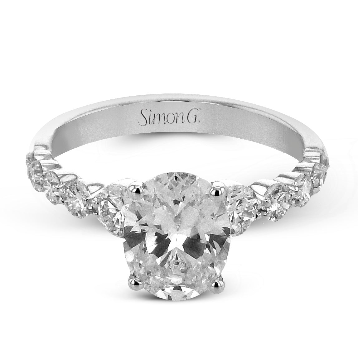Oval - cut Engagement Ring in 18k Gold with Diamonds - Simon G. Jewelry