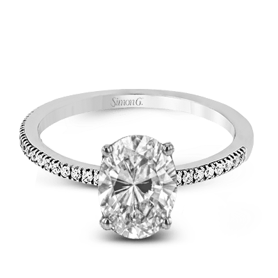 Oval - cut Engagement Ring & Matching Wedding Band in 18k Gold with Diamonds - Simon G. Jewelry