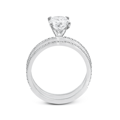 Oval - cut Engagement Ring & Matching Wedding Band in 18k Gold with Diamonds - Simon G. Jewelry