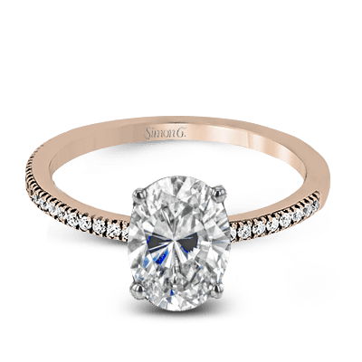 Oval - cut Engagement Ring & Matching Wedding Band in 18k Gold with Diamonds - Simon G. Jewelry